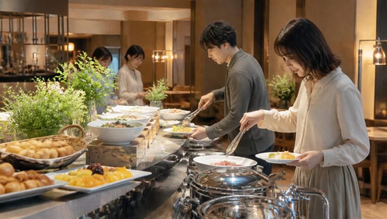 ホテル・宿泊施設の朝食会場の利用イメージ