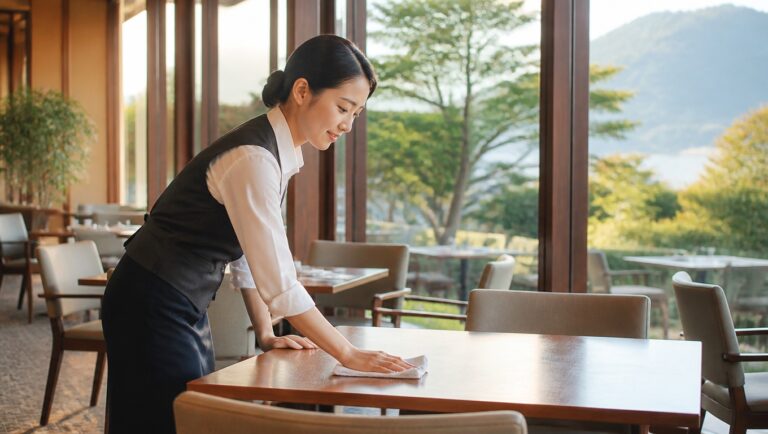 飲食・宿泊施設のテーブル・備品清掃の利用イメージ