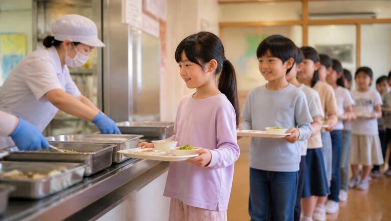 学校給食・社員食堂・病院厨房でのテーブルクロス使用イメージ